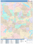 Fort Worth  Wall Map Color Cast Style